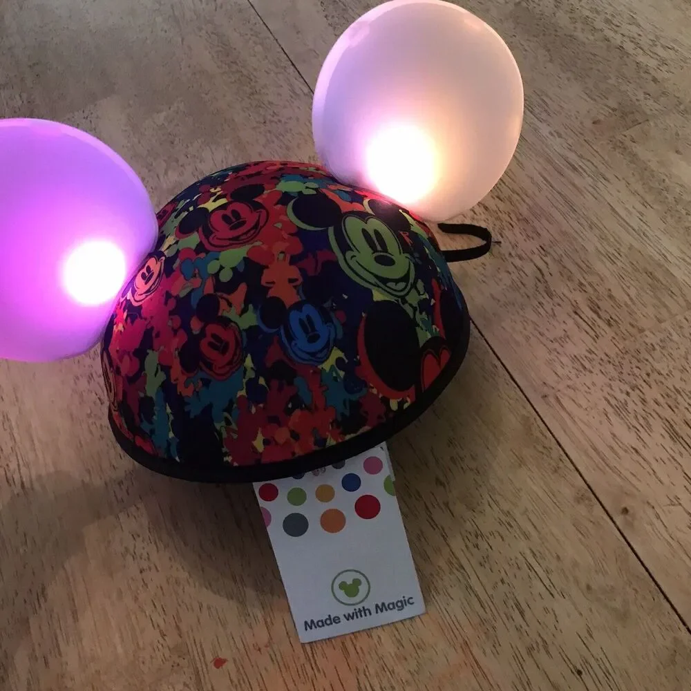 NEW Disney Parks Light Up Mickey Ears Bright World Of Color One Sz interactive